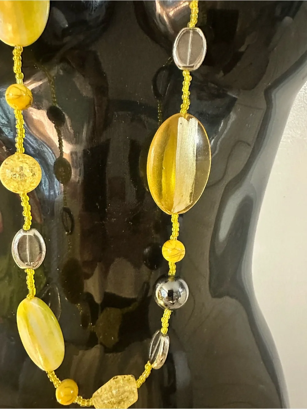 Handcrafted Yellow Beaded Long Necklace - Women Jewelry - Picture 2 of 3